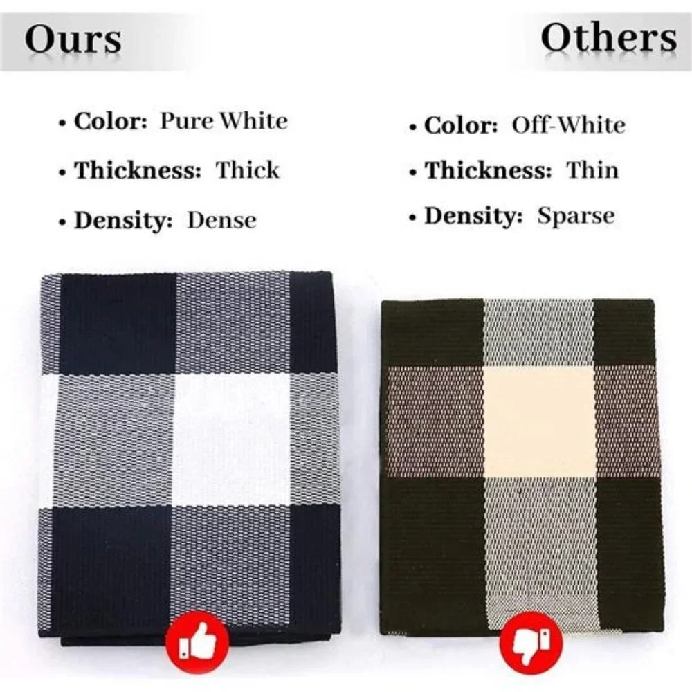 Buffalo Plaid Outdoor Rug 27.5 x 43 Inches Cotton Hand-Woven Checkered Door Mat